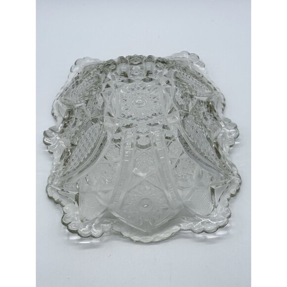 Indiana Glass Company Paneled Daisy & Finecut Clear Lg Rectangular  Dish 10” - Picture 6 of 9
